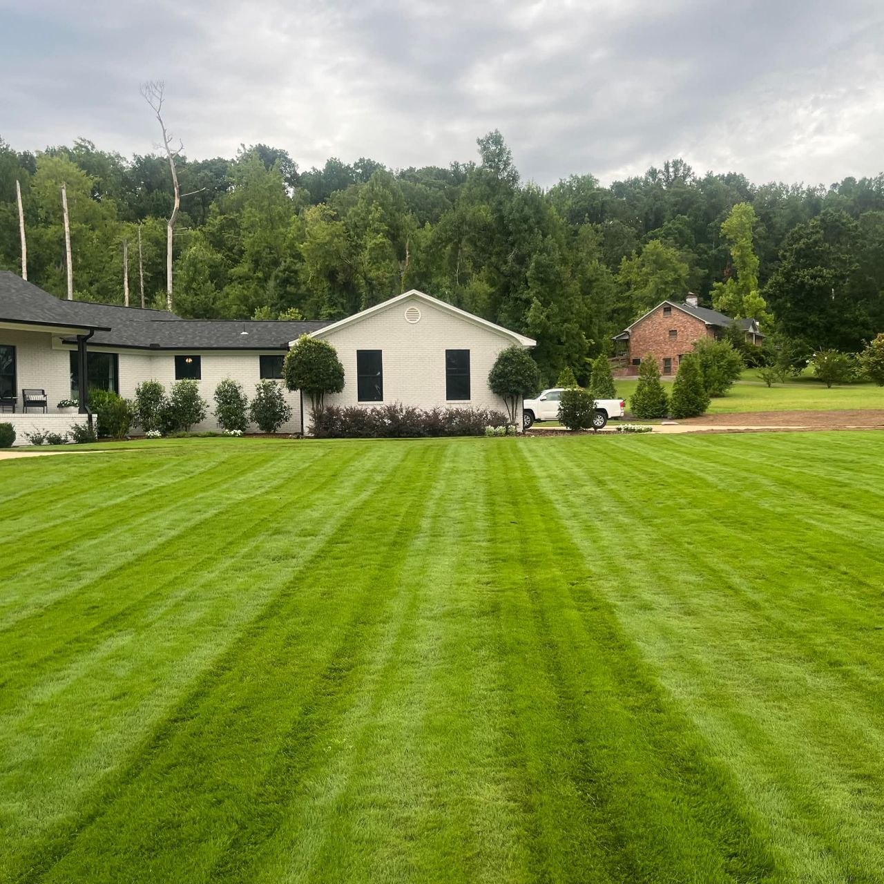 Lush, professionally manicured lawn and landscaping in Hoover, Alabama by Jeb's Landscape